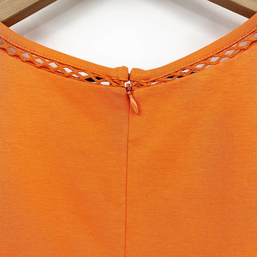 Talbots Knit Dress Size L Lace Trimmed Fit & Flare Sleeveless Stretch Orange - Picture 5 of 8